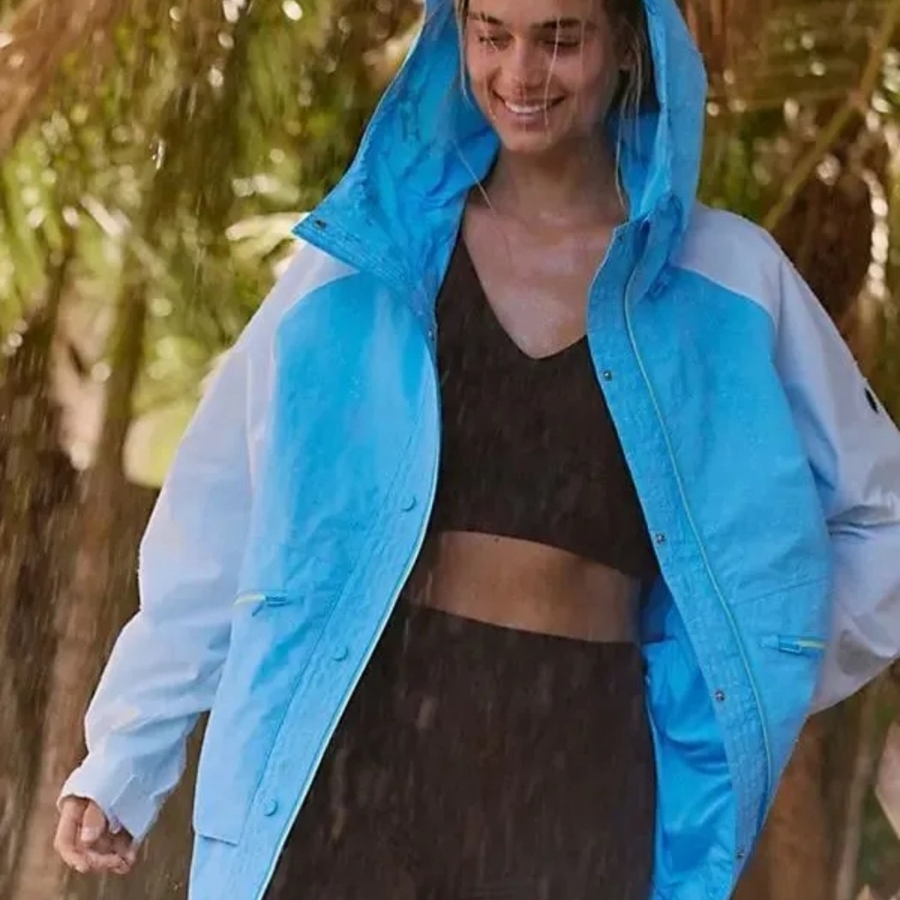 Free People Blue and White Ski Jacket